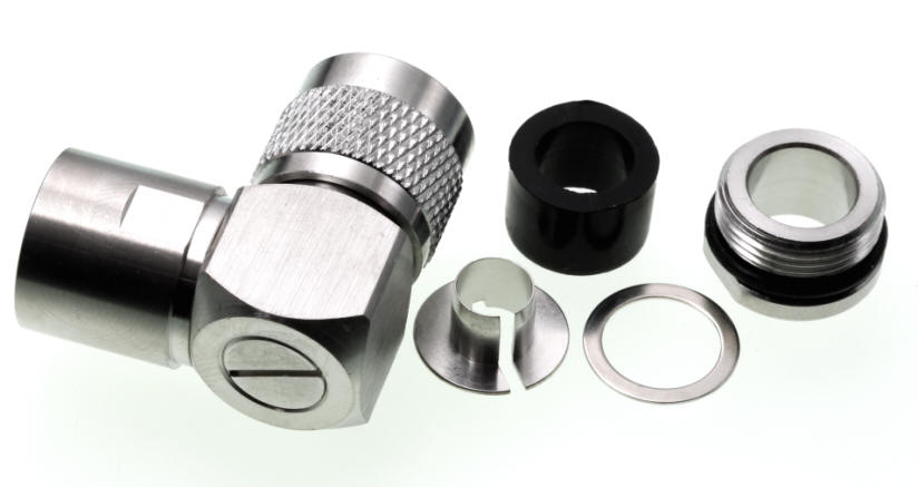 UG594-02-15 N-Norm Winkelstecker für unsere 10 - 11 mm Koaxialkabel - UG 594 TA