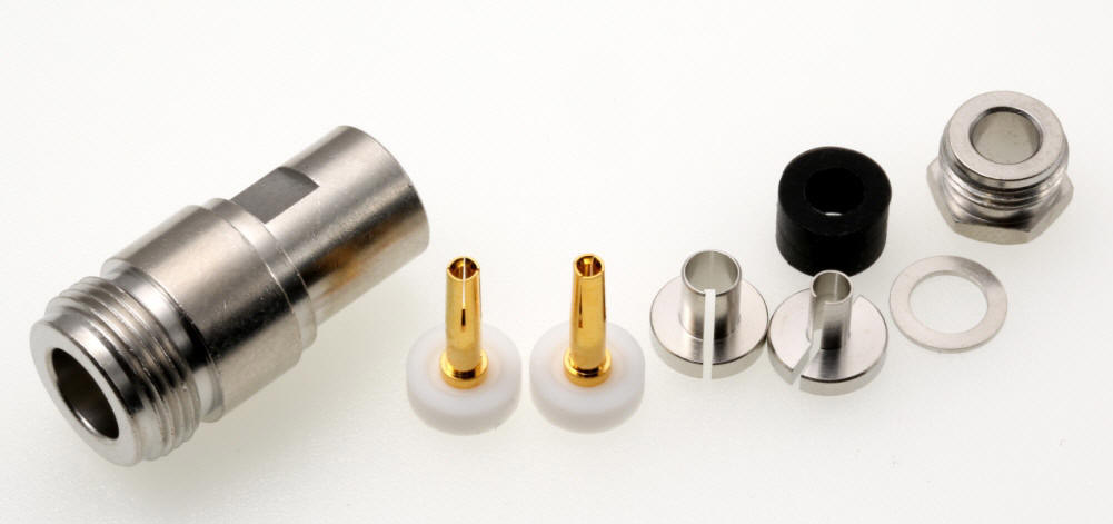n-buchse-5-6mm Hochwertige 50 Ohm Löt-N-Buchse mit Dichtungsring, PTFE-Dielektrikum, vergoldeter Mittelstift.