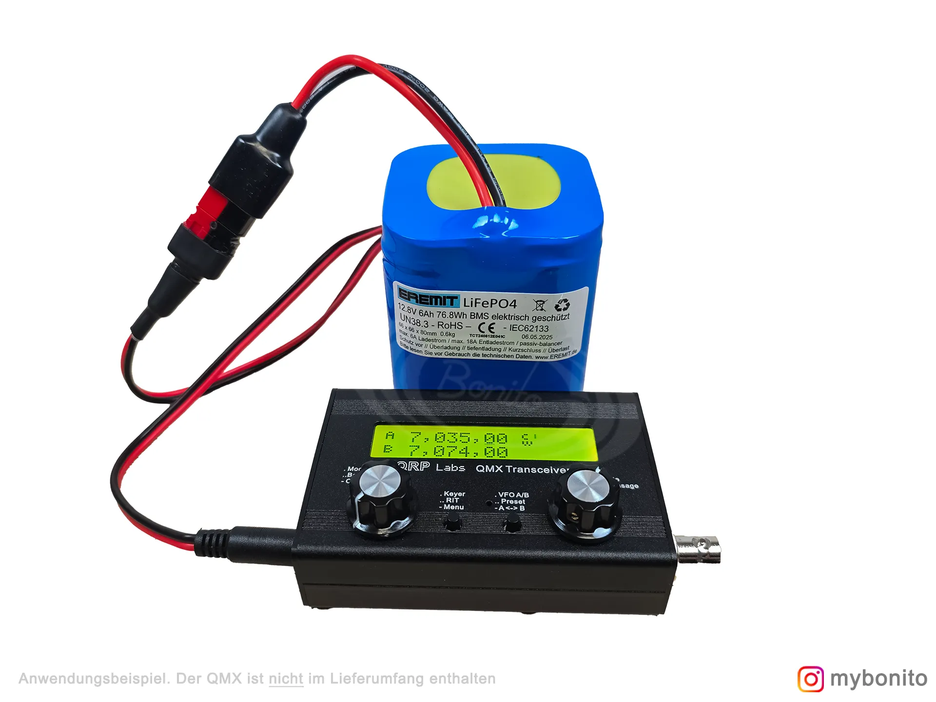 EREMIT 12 V 6 Ah LiFePO₄ Akku mit QMX 