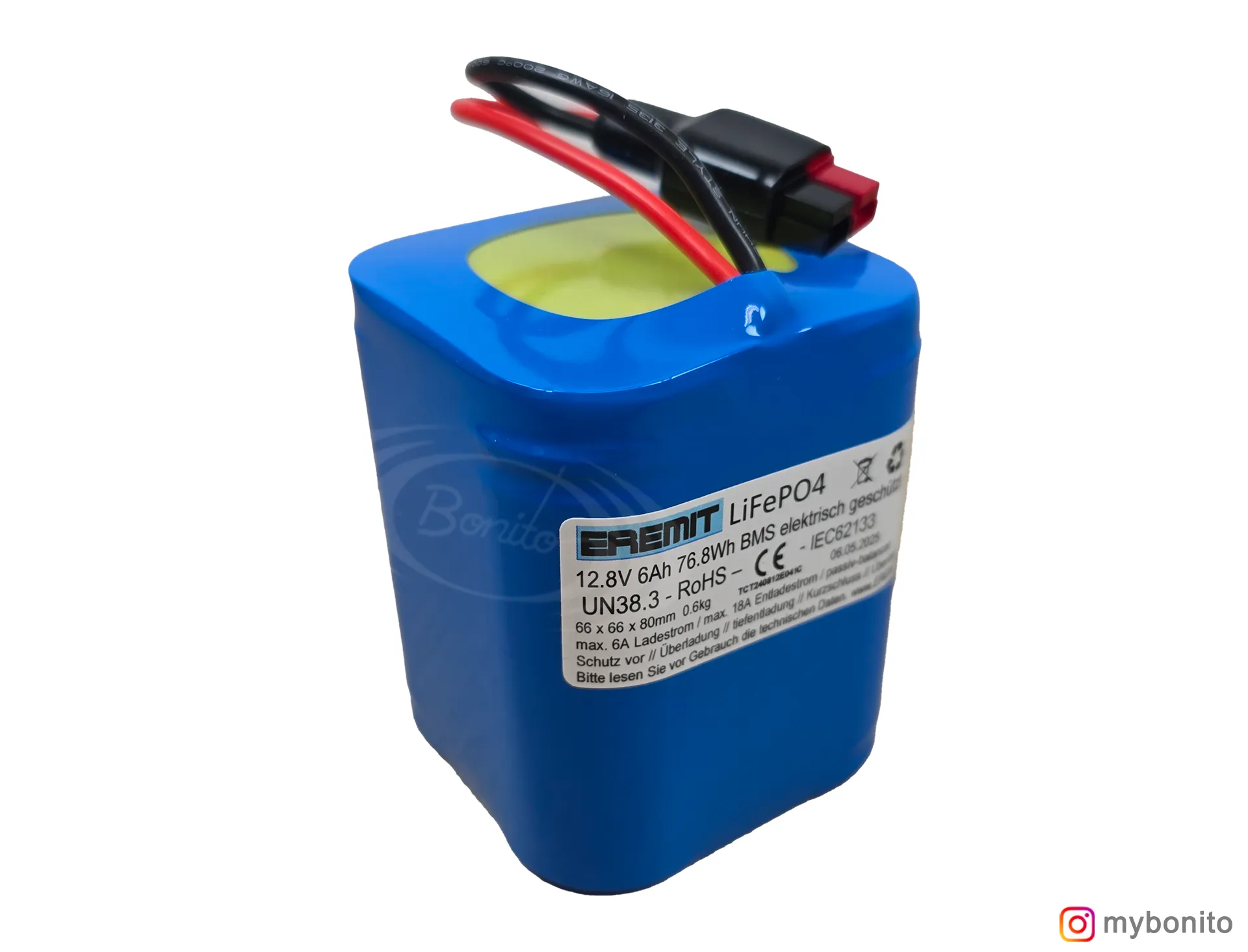 EREMIT 12 V 6 Ah LiFePO₄ Akku mit BMS