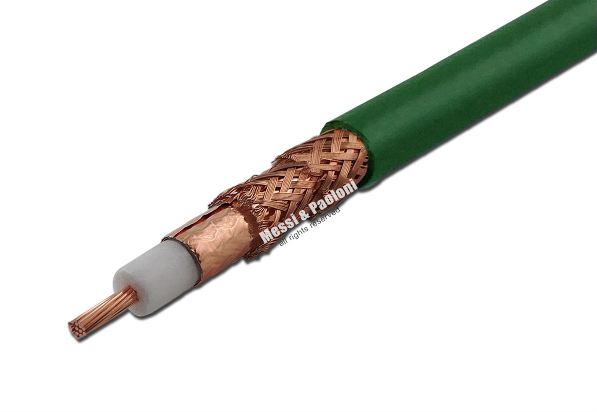 Stealth-Flex 7 — Messi & Paoloni (Stealth, 50 Ω) Stealth-Flex 7 Koaxkabel — matt-grünes, unauffälliges Tactical-Kabel.