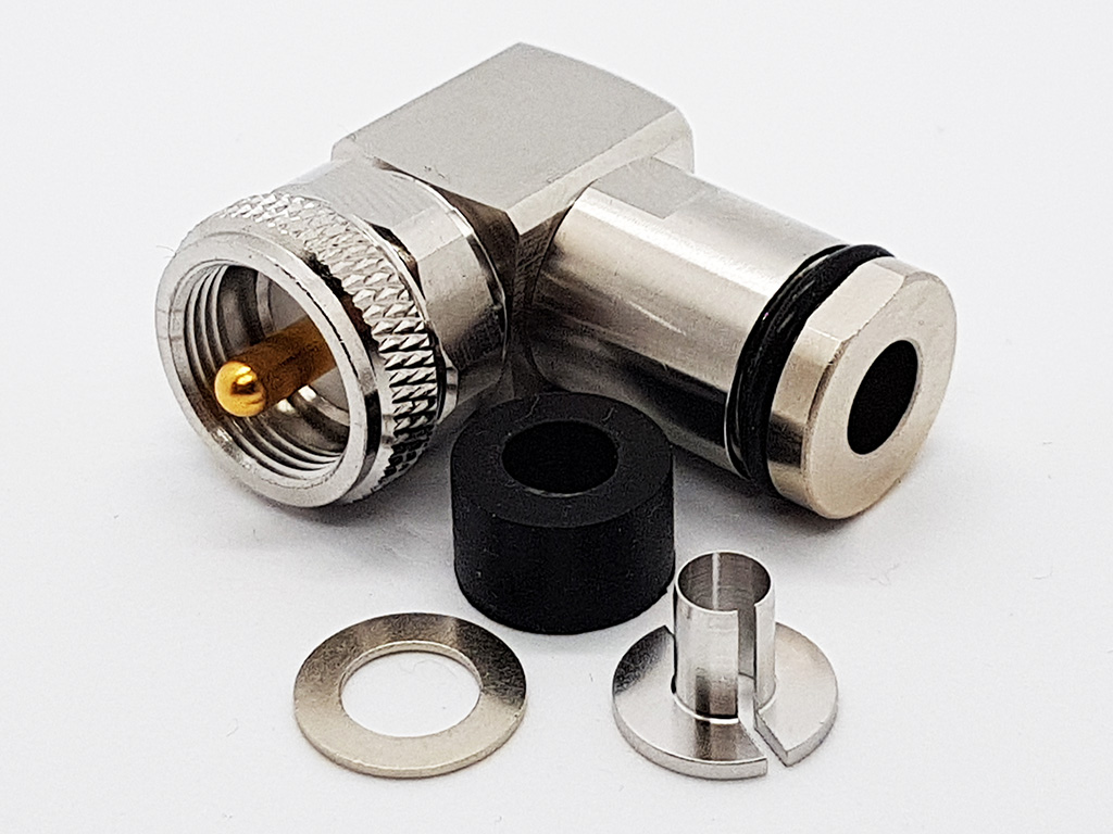 PL-Winkelstecker_in_teilen UHF / PL Winkelstecker für 10mm