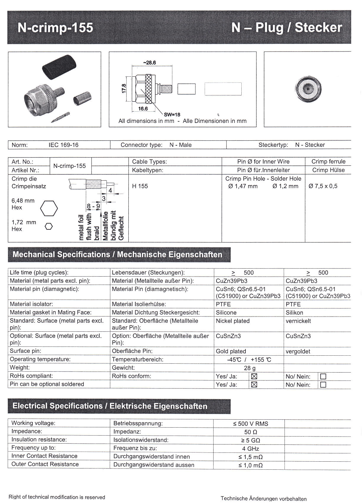 N-Stecker Crimp