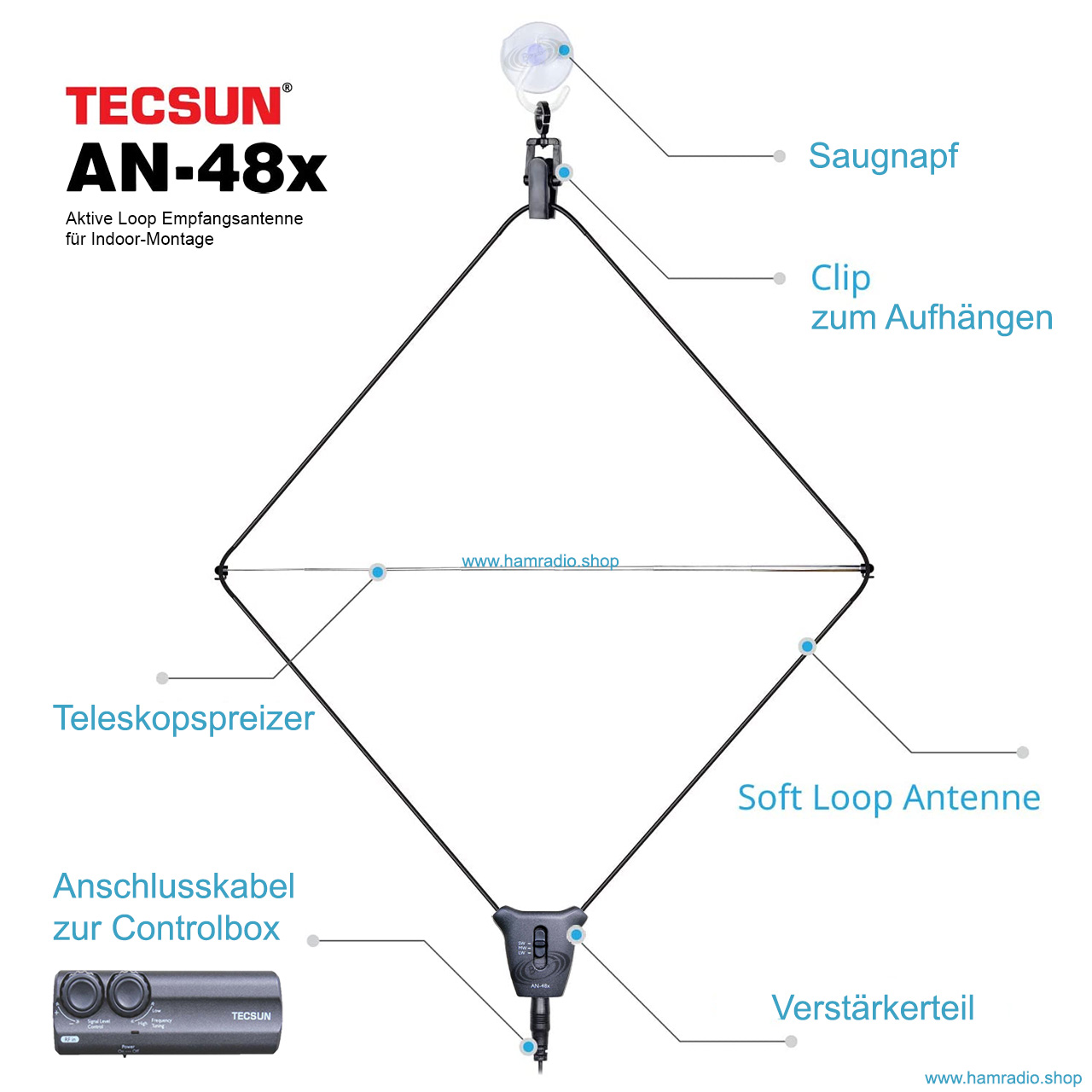 AN-48XL Die TECSUN AN-48x XL mobile Loop Antenne